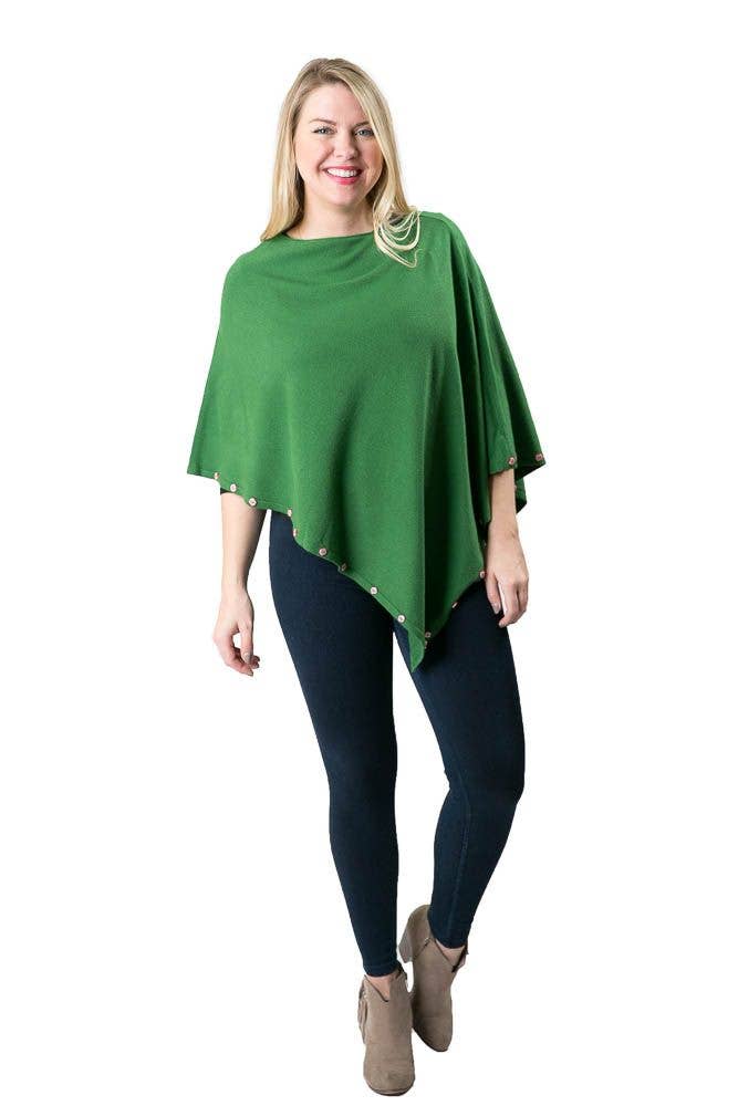 Top It Off Poncho Celebrate Poncho-Green w Candy Buttons