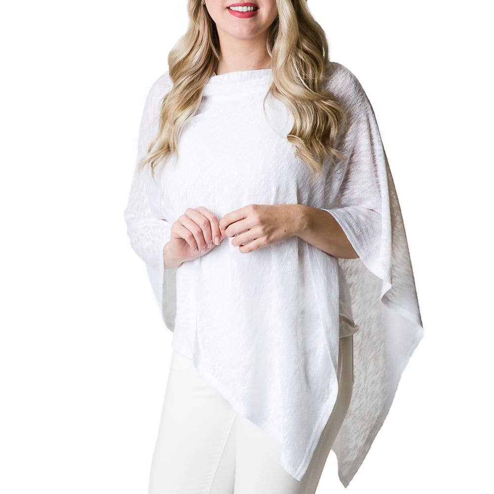 Top It Off White Solid Emily Poncho- SALE $5.70