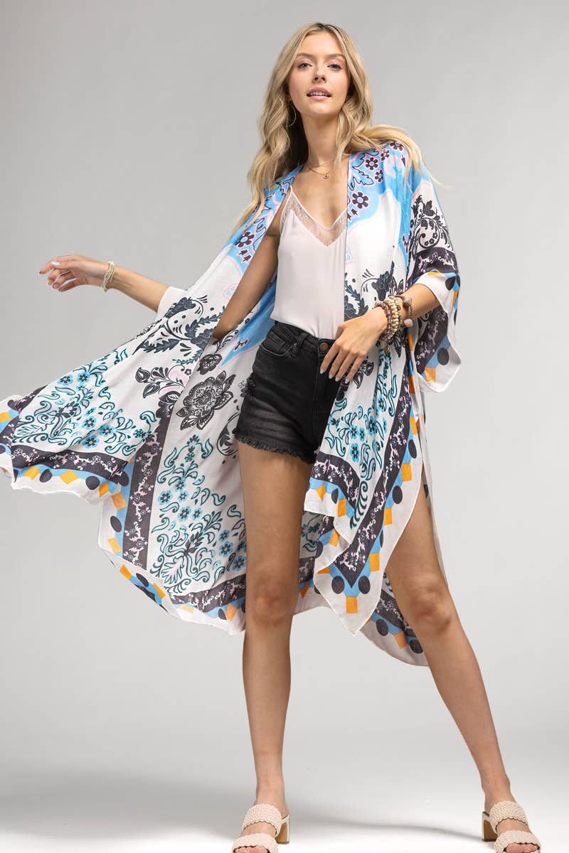 Urbanista Kimono Blue / OS Paisley and Floral Kimono