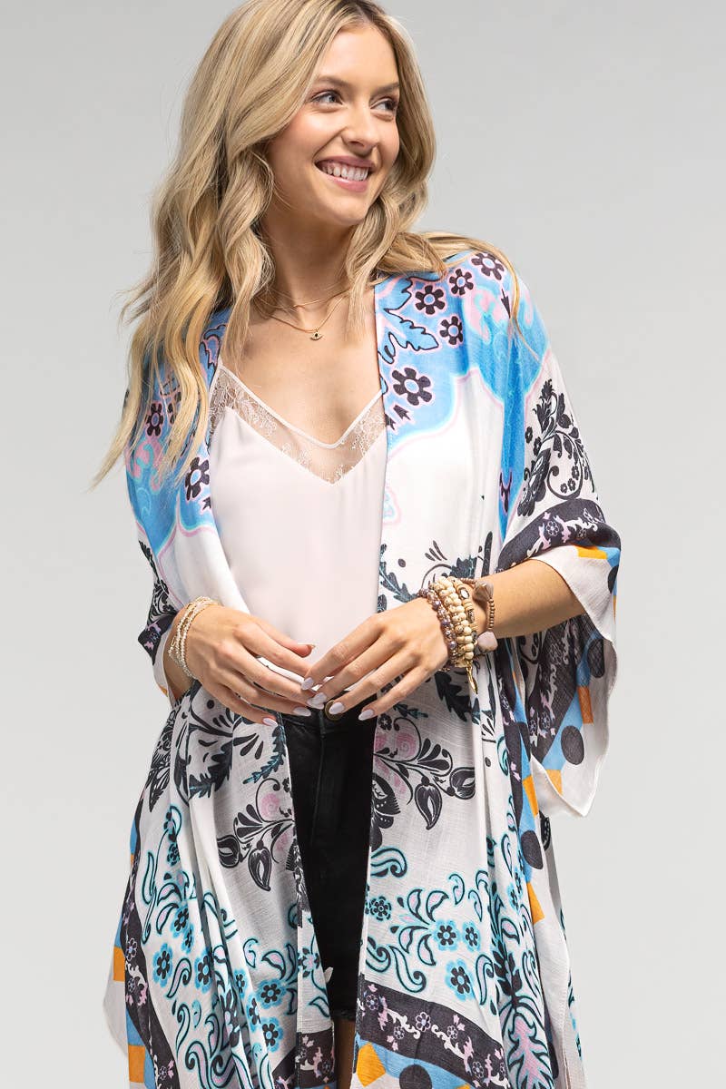 Urbanista Kimono Blue / OS Paisley and Floral Kimono