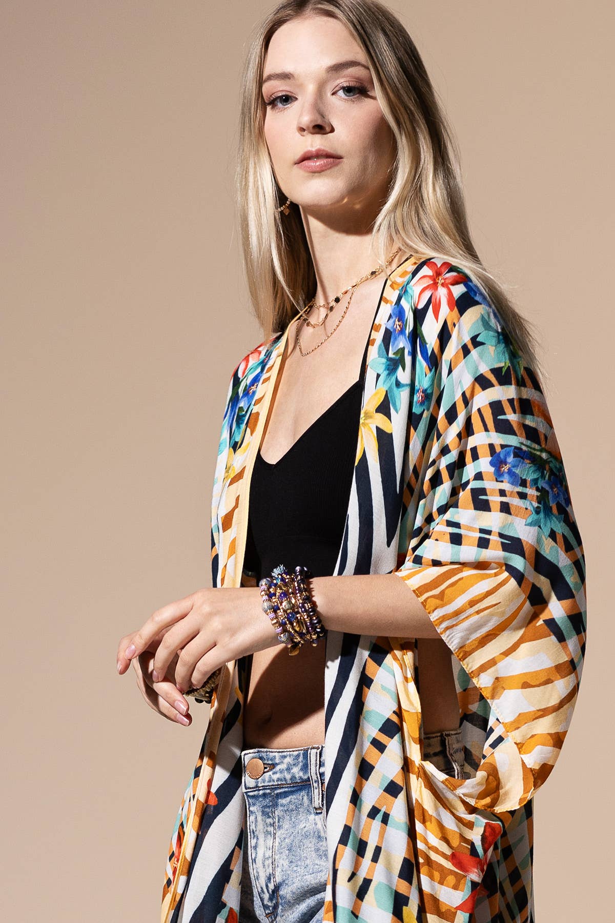 Urbanista Kimono Sunset Glow / OS Tropical Animal Print Kimono