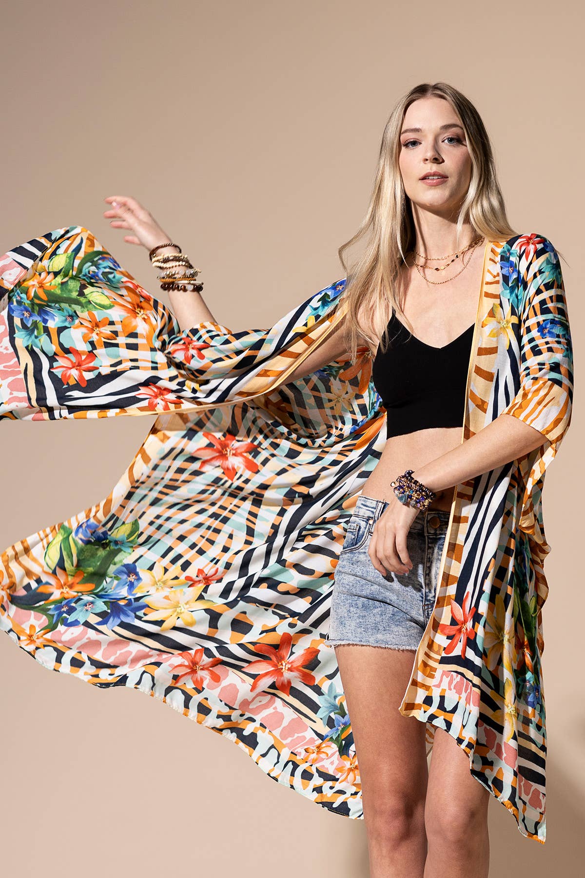 Urbanista Kimono Sunset Glow / OS Tropical Animal Print Kimono