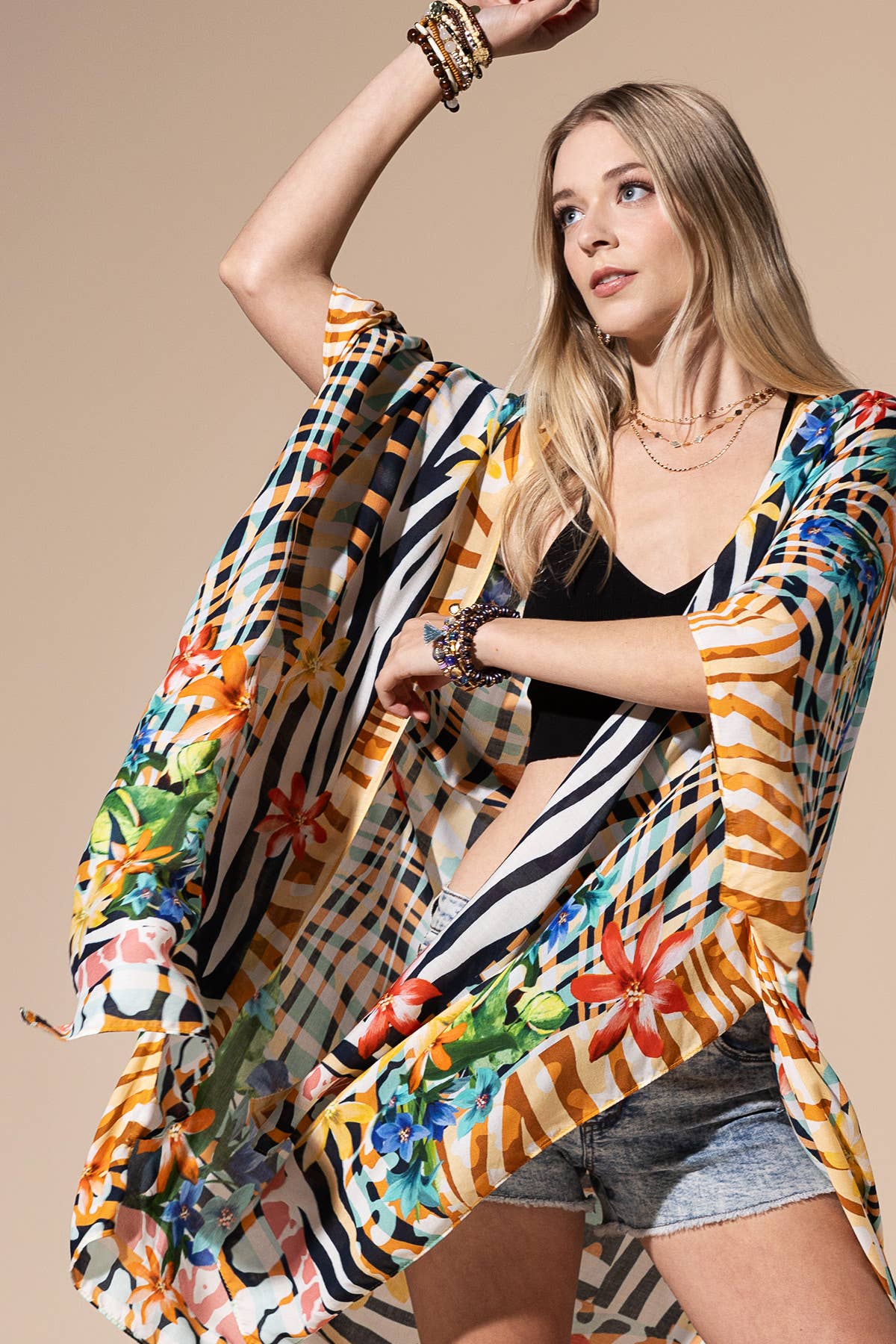 Urbanista Kimono Sunset Glow / OS Tropical Animal Print Kimono