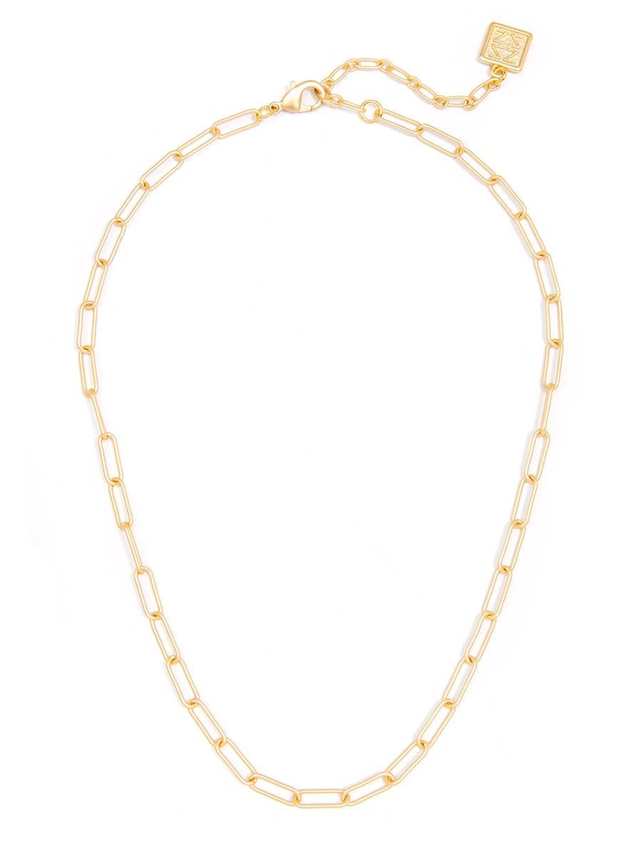 ZENZII Jewelry Necklace Matte Gold Classic Paperclip Link Necklace