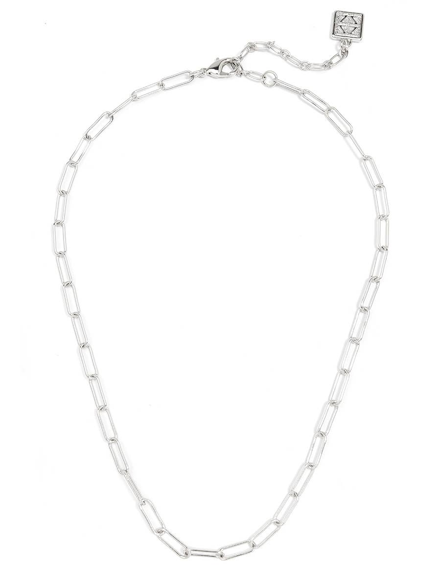 ZENZII Jewelry Necklace Matte Silver Classic Paperclip Link Necklace