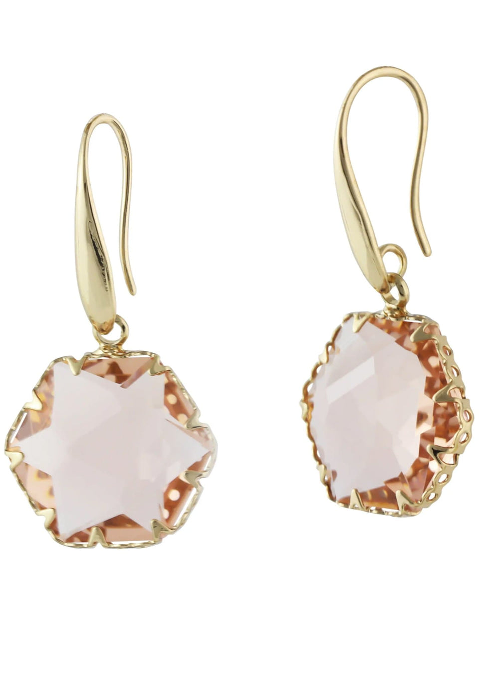 Big Metal London Earring Gold/Pink Camilla Hexagon Earring