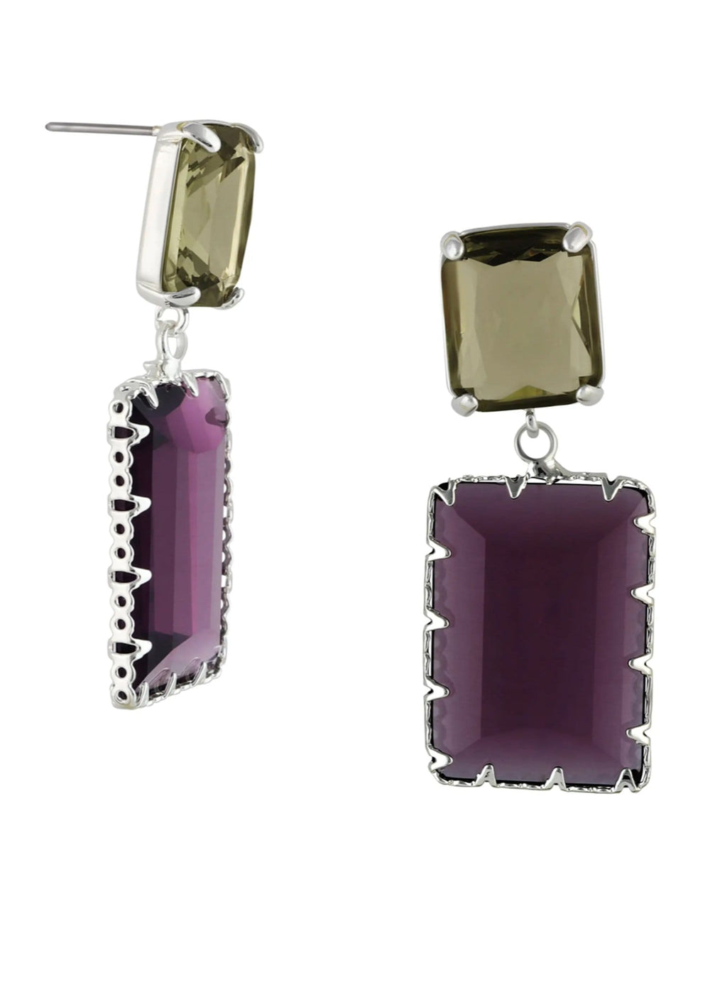 Big Metal London Earring Silver/Amethyst Beatrice Allure Stone Earring