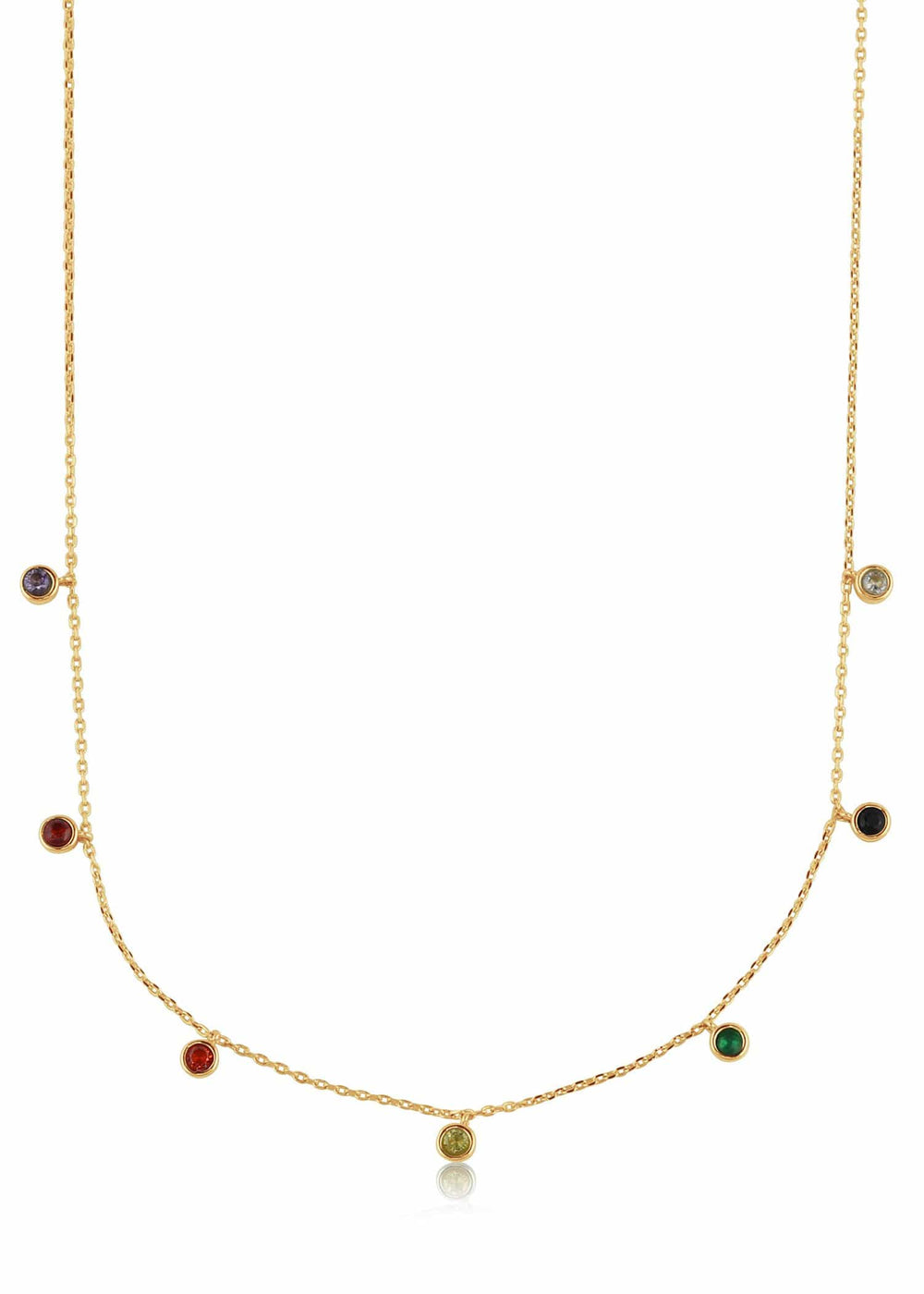 Big Metal London Necklace Gold Iris Rainbow Round Stone Necklace