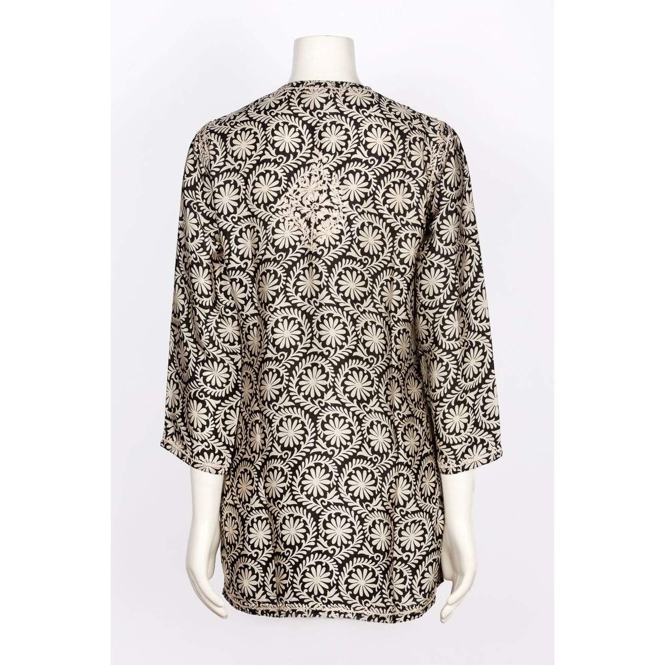 Dolma Black and Tan Hand Embroidered Silk Blend Tunic – Haystacks