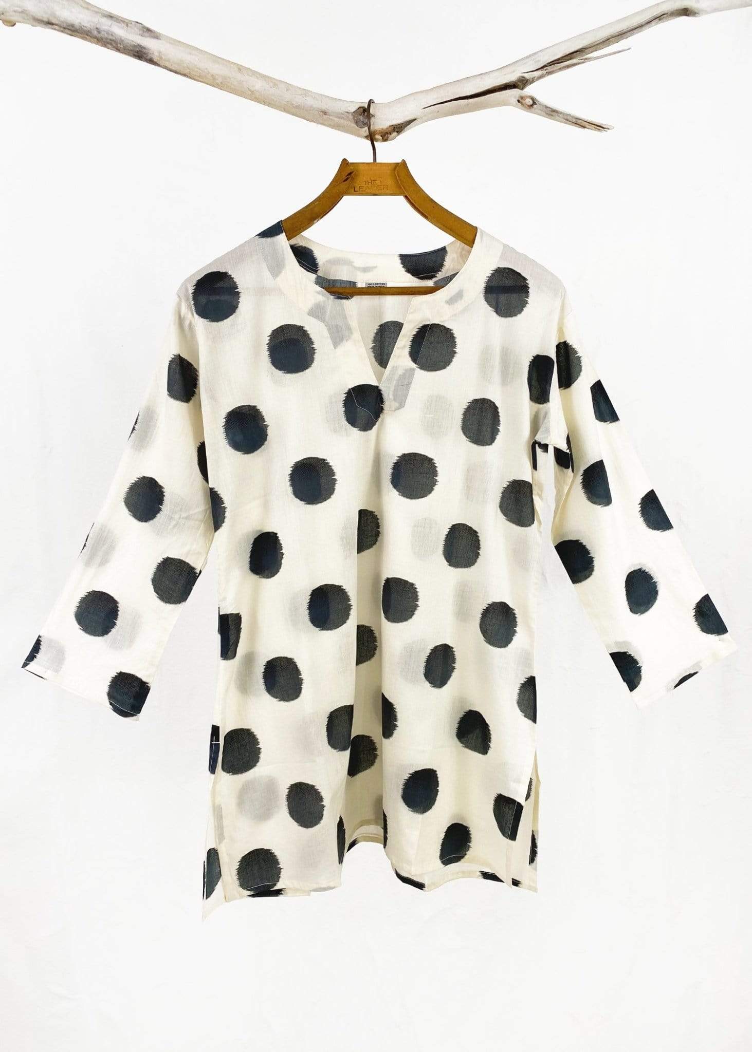 Dolma top Dolma Black and White Dot Printed Tunic