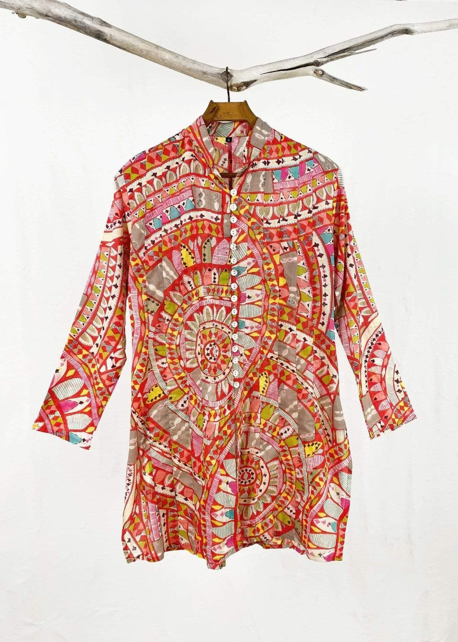 Dolma top Geometric Button Up Sujana Tunic