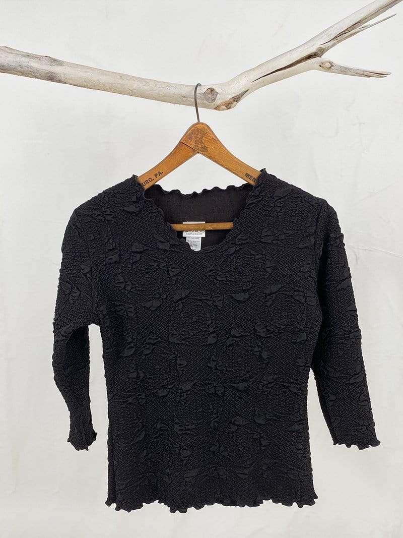 Haystacks Black Lyrac Surreal Textured Top