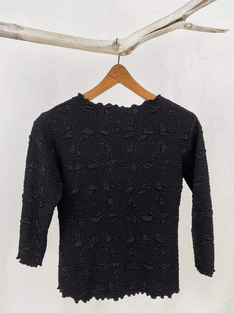 Haystacks Black Lyrac Surreal Textured Top