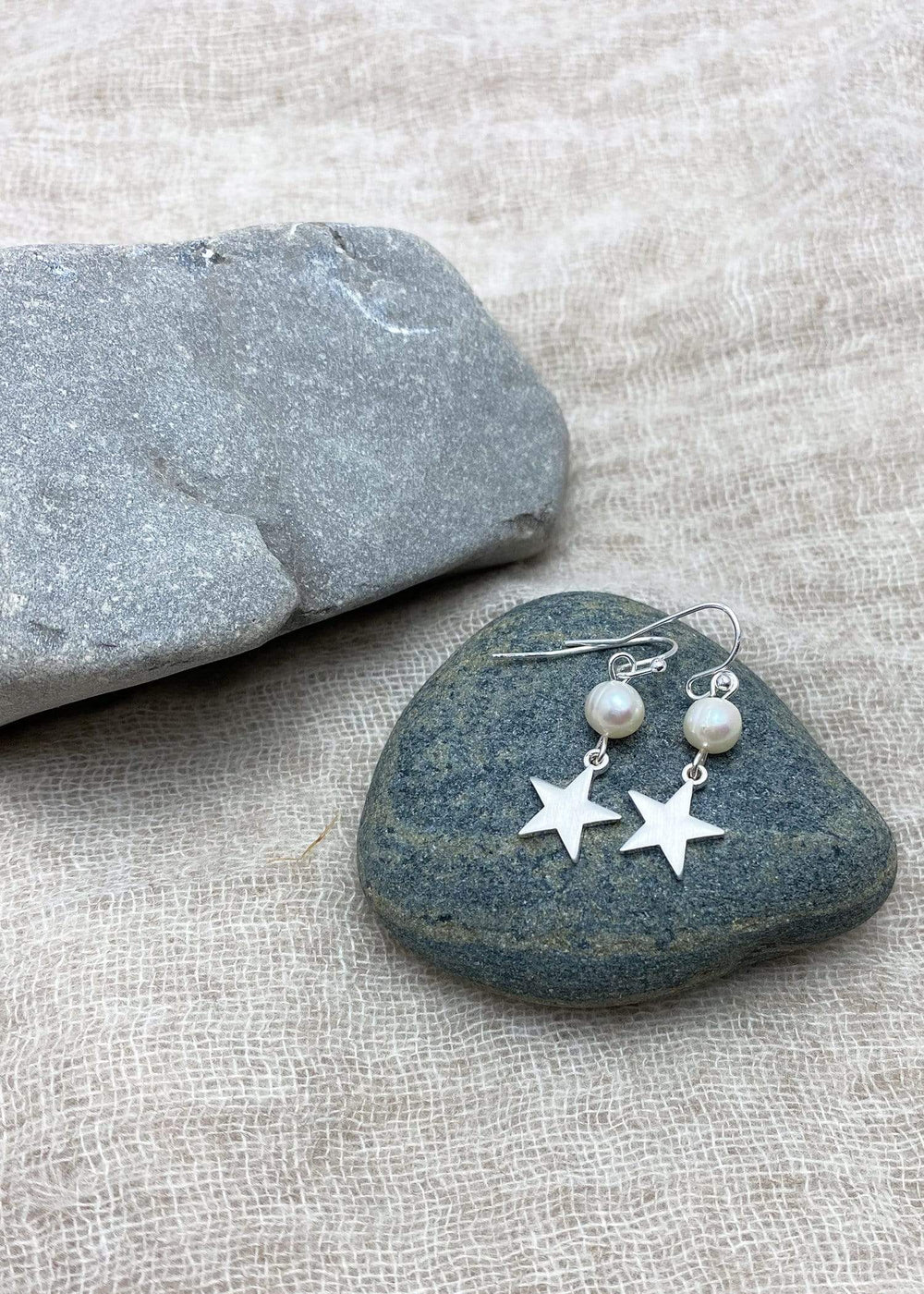 Haystacks Earring Silver Lucky Star Pearl Drop Earring