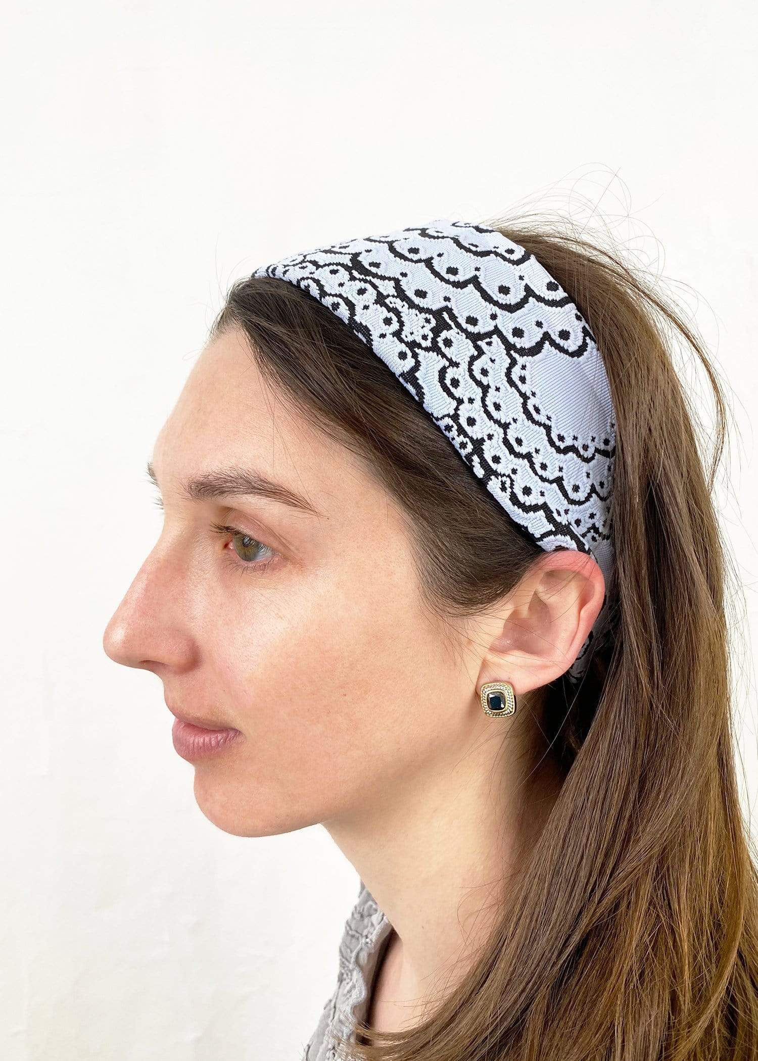 Haystacks headband Halogen Blue Doily Haystacks Printed Wide Headband