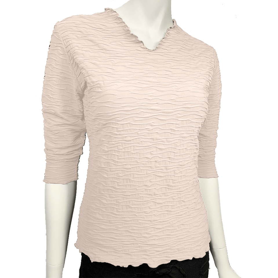 Textured Top with 3/4th Puffed Sleeves