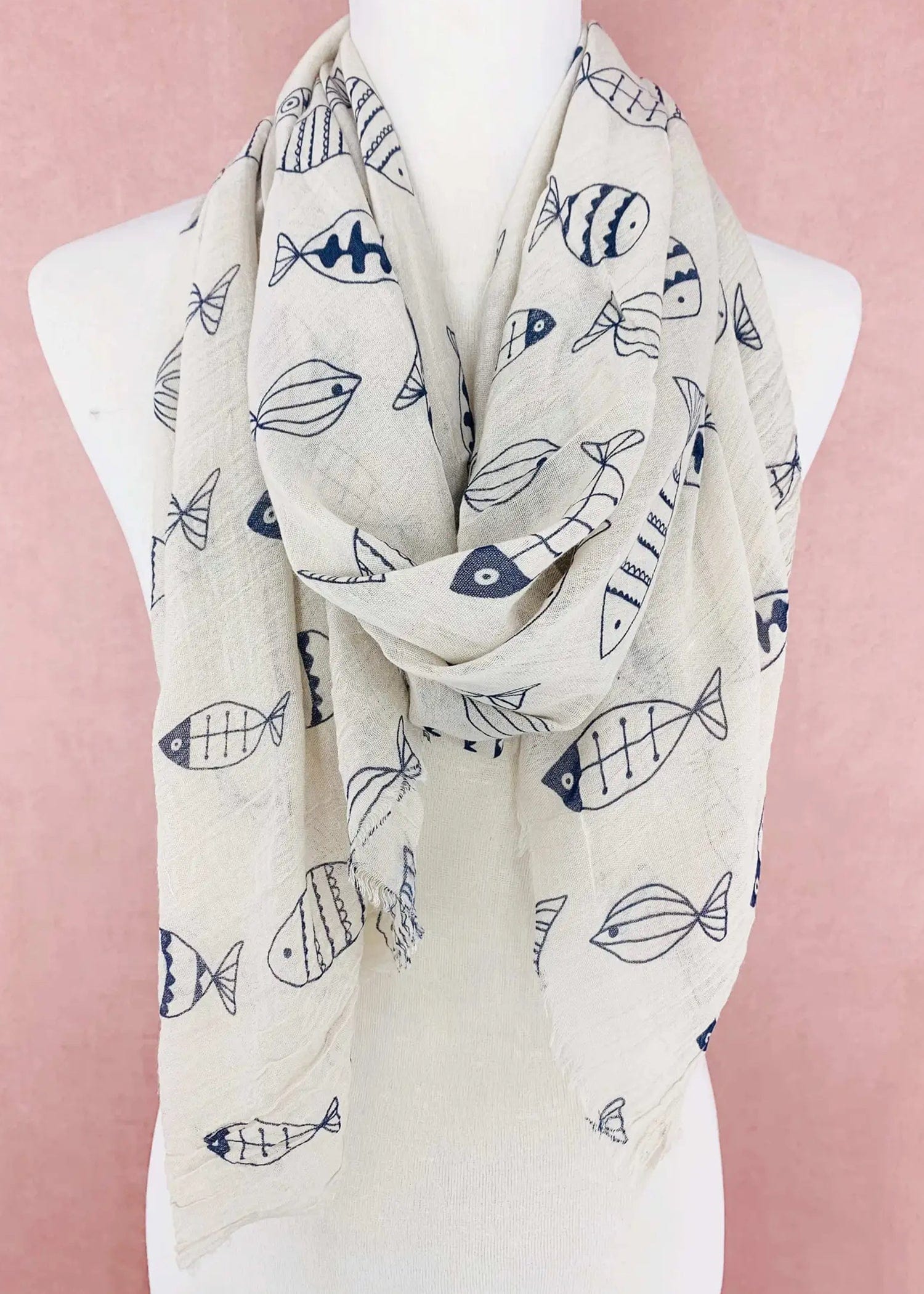 JC Sunny Scarf Fish Print Scarf