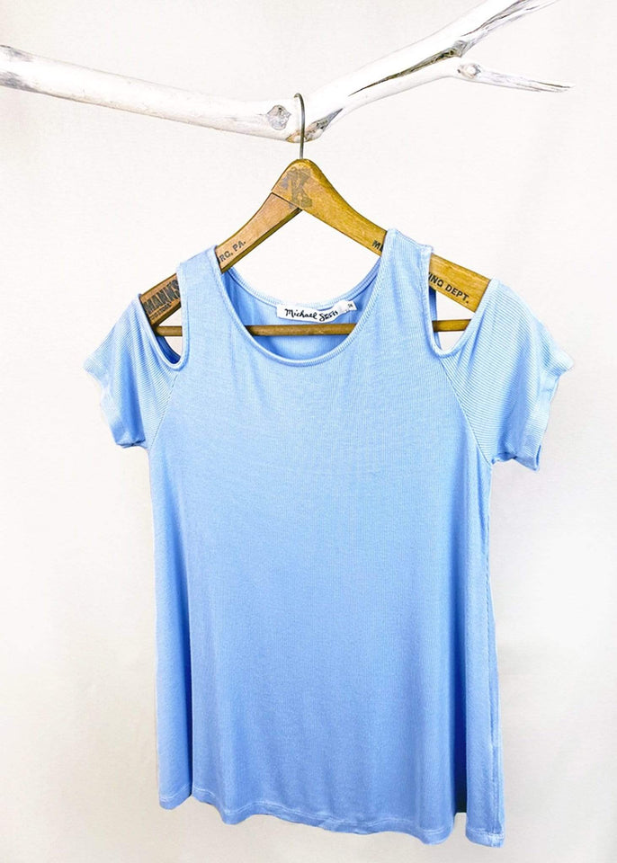 Michael Stars top Skylight Michael Stars 2x1 Rib Cold Shoulder Tee