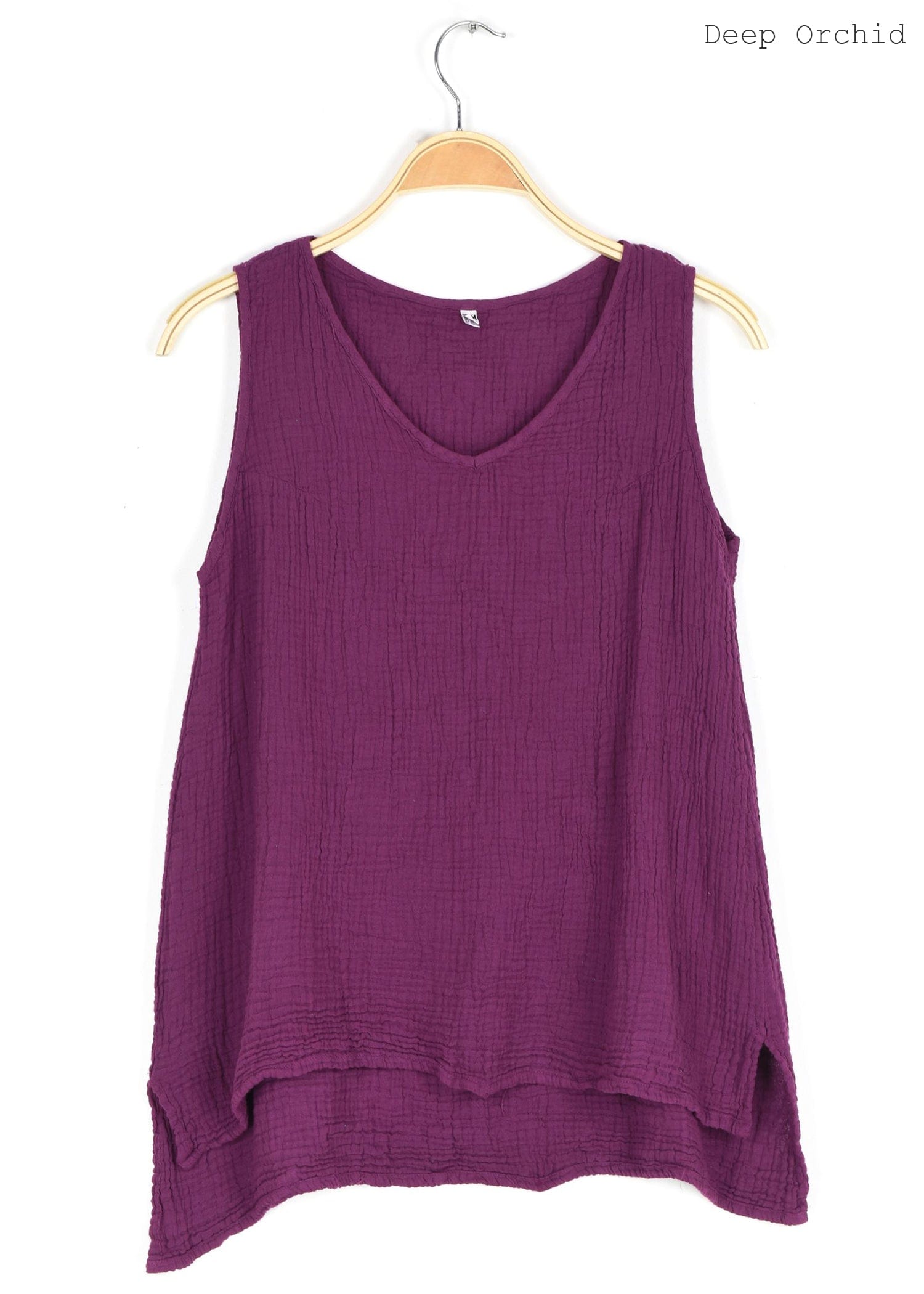 Nusantara top Deep Orchid / Small/Medium Thai Cotton V-neck Tank