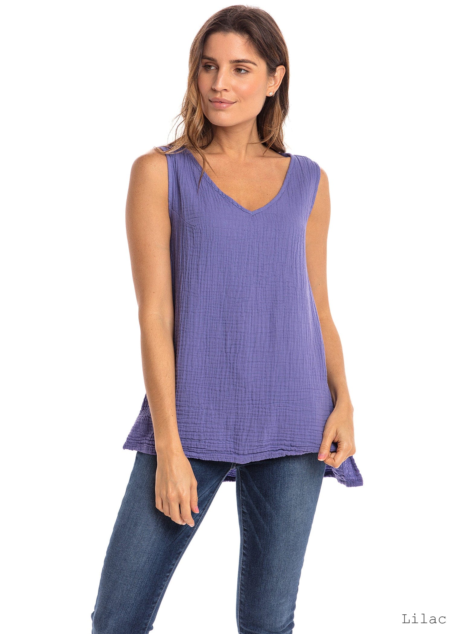 Nusantara top Lilac / Small/Medium Thai Cotton V-neck Tank