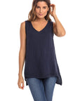 Nusantara top Navy / Small/Medium Thai Cotton V-neck Tank