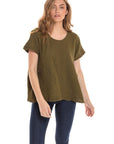 Nusantara top Olive / Small/Medium Thai Cotton One Pocket Boxy Top