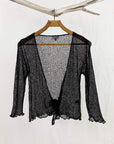 Tanami shawl Black Lightweight Knit Cross Front Shrug