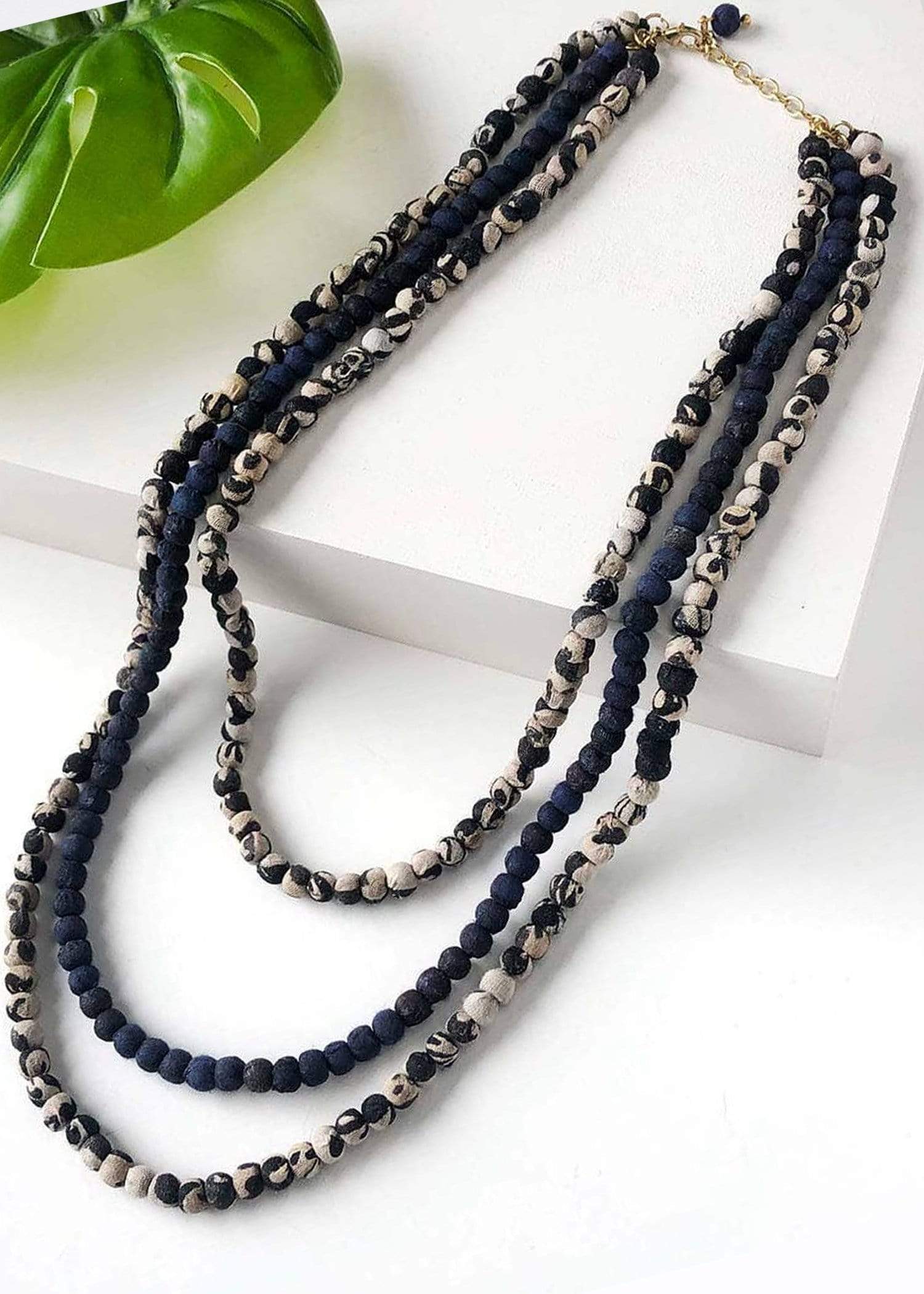 World Finds Necklace Kantha Indigo Layered Necklace